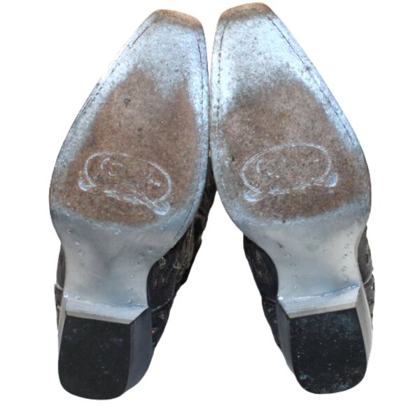 JB Dillon Reserve Black Distressed Midnight Sparkle Inlay Tall Boot Size 8.5 - Picture 10 of 12